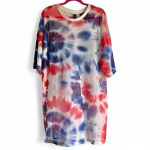 H&M mesh red white and blue mesh tunic